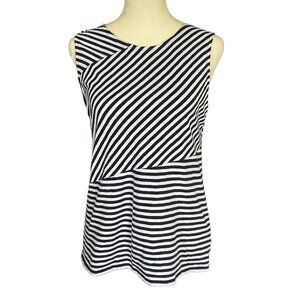 Talbots women's size SP blue and white stripe sleeveless stretchy tank top